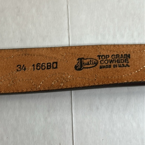 JUSTIN CLASSIC MENS BROWN WESTERN 166BO LEATHER BELT MADE IN USA SZ 34 - Picture 6 of 15